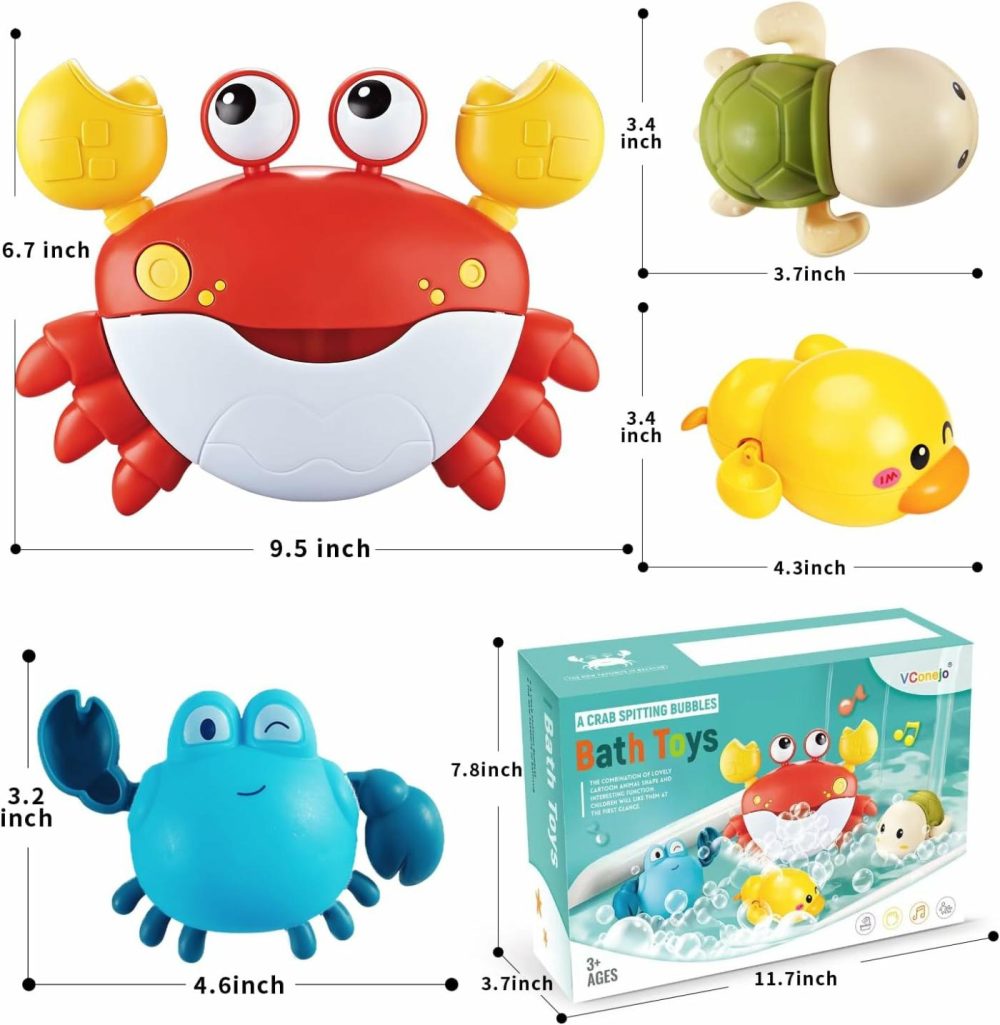 Baby Bath Toys For Toddlers  Crab Bath Bubble Maker With 12 Songs  3 Pack Wind-Up Pool Toys For Kid  Bathtub Toys As Birthday Gift For Boys Girls  |  Bath Toys All Toys Bath Toys