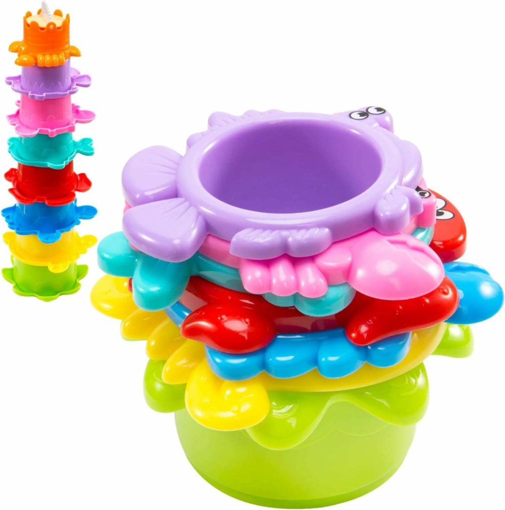 Baby Bath Toys For Water Table  Toddler Water Toys With Mold Free Bath Toys Stacking Cups  Quick Dry Organizer Net  13 Pcs Water Table Toys For Toddlers Bathtub Game  Beach And Pool Party  |  Bath Toys All Toys Bath Toys