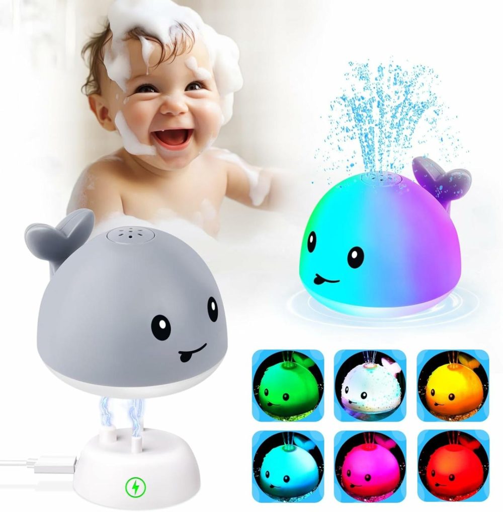 Baby Bath Toys  Latest Whale Bath Toy Sprinkler With Charging Dock For Kids Ages 0-2 1-3  Light Up Bathtub Toys For Toddlers Infants 6-12 12-18 Months  Baby Newborn Essentials Birthday Shower Gifts  |  Bath Toys All Toys Bath Toys