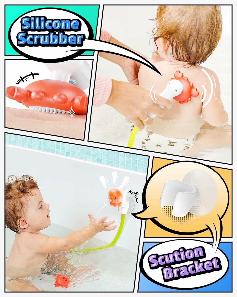 Baby Bath Toys  Led Water Temperature Display  Bath Toys For Infants 6-12 Months With Three Shower Heads  Baby Shower Head For Bath Ipx7 Waterproof Usb Rechargeable  Baby Gift For Boys & Girls  |  Bath Toys All Toys Bath Toys