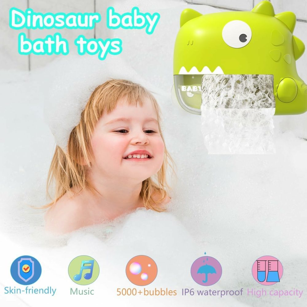 Baby Bath Toys – Musical Bubble Machine Dinosaur Toys For Kids 3-5  Automatic Toddler Bath Toys For Kids Ages 1-3  Birthday Valentines Day Christmas Easter Gifts  Kids Pool Shower Games  |  Bath Toys All Toys Bath Toys