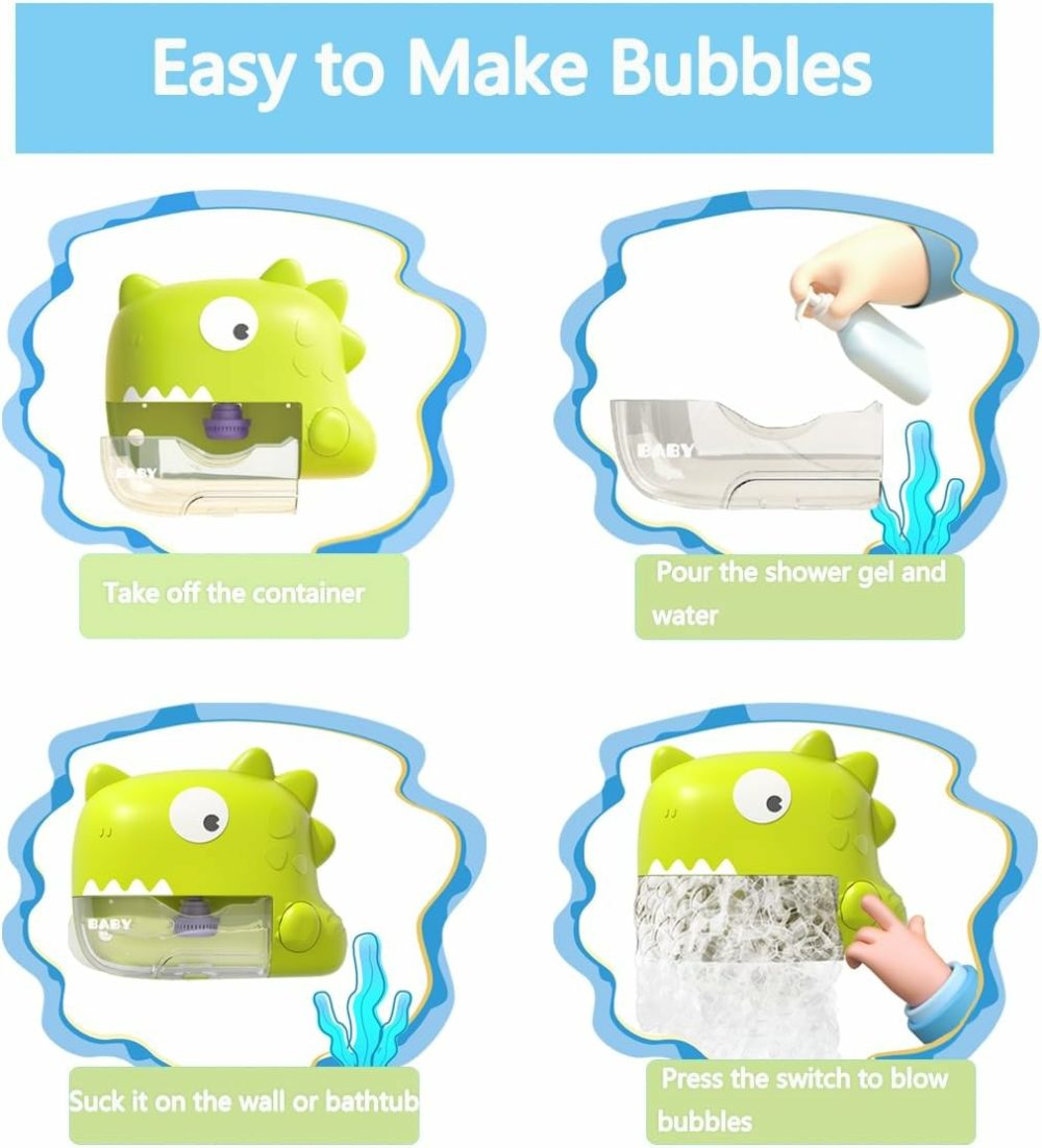 Baby Bath Toys – Musical Bubble Machine Dinosaur Toys For Kids 3-5  Automatic Toddler Bath Toys For Kids Ages 1-3  Birthday Valentines Day Christmas Easter Gifts  Kids Pool Shower Games  |  Bath Toys All Toys Bath Toys