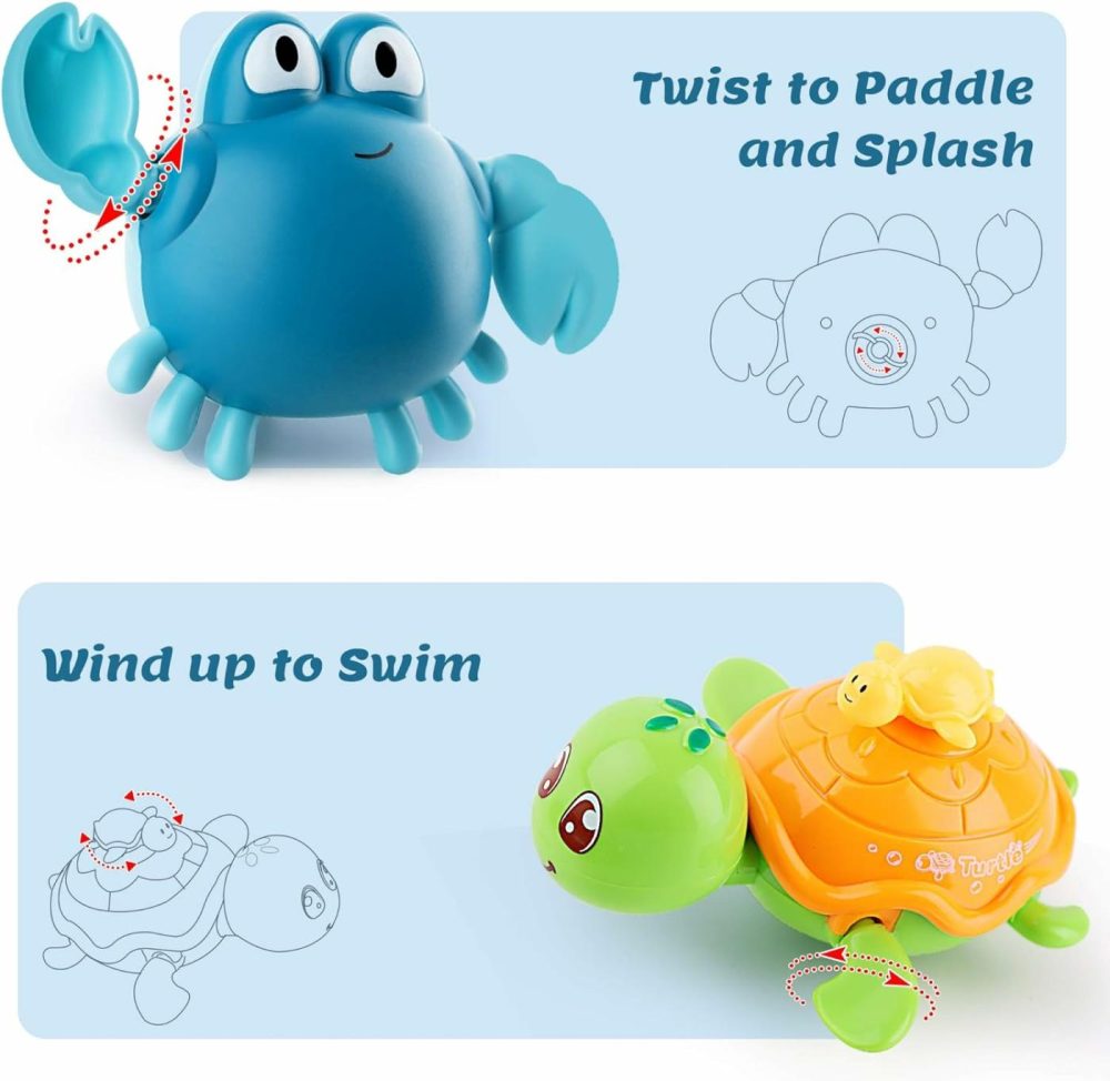 Baby Bath Toys W/ Organizer  Water Squirting Octopus  Wind Up Swimming Turtle  Bathtub & Shower  Stacking Cups  Gift For 6  9  12  18 Months 1  2  3 Years  Toddlers  Girls  Boys & Kids  |  Bath Toys All Toys Bath Toys