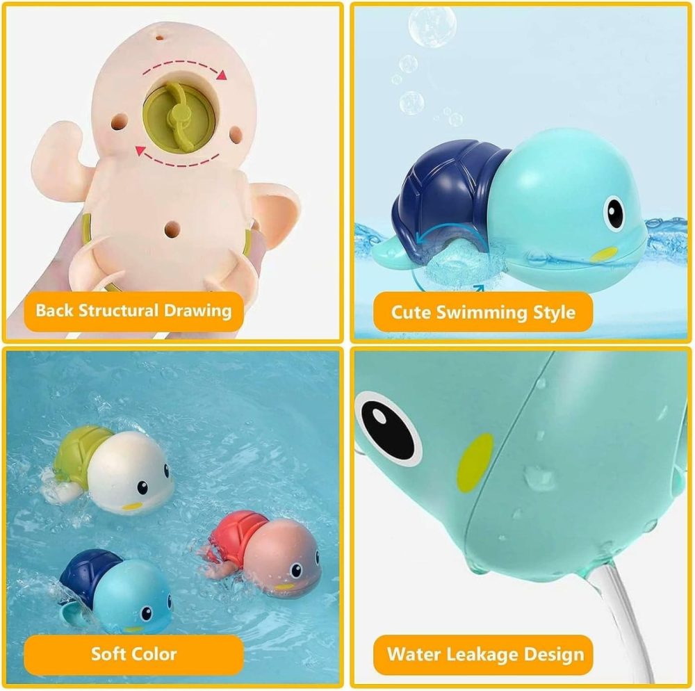 Baby Bath Toys-Wind Up Turtle Bathtub Toys,Toy For Babies 6-12 Months   Mold Free Bath Toys Baby Shower Bathtime Fun Pool Toys For Toddlers,Gift For 1 2 3 4 Year Old Boys Girls  |  Bath Toys All Toys Bath Toys