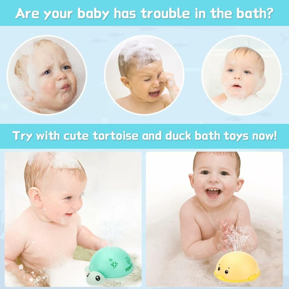 Baby Bath Toys,Spray Water Bath Toys For Toddlers,Light Up Bathtub Toys With Led Light,Auto Induction Sprinkler Swimming,Pool,Bathroom,Shower Water Toys For Infant,Boys,Girls Kids Age 1-3  |  Bath Toys All Toys Bath Toys