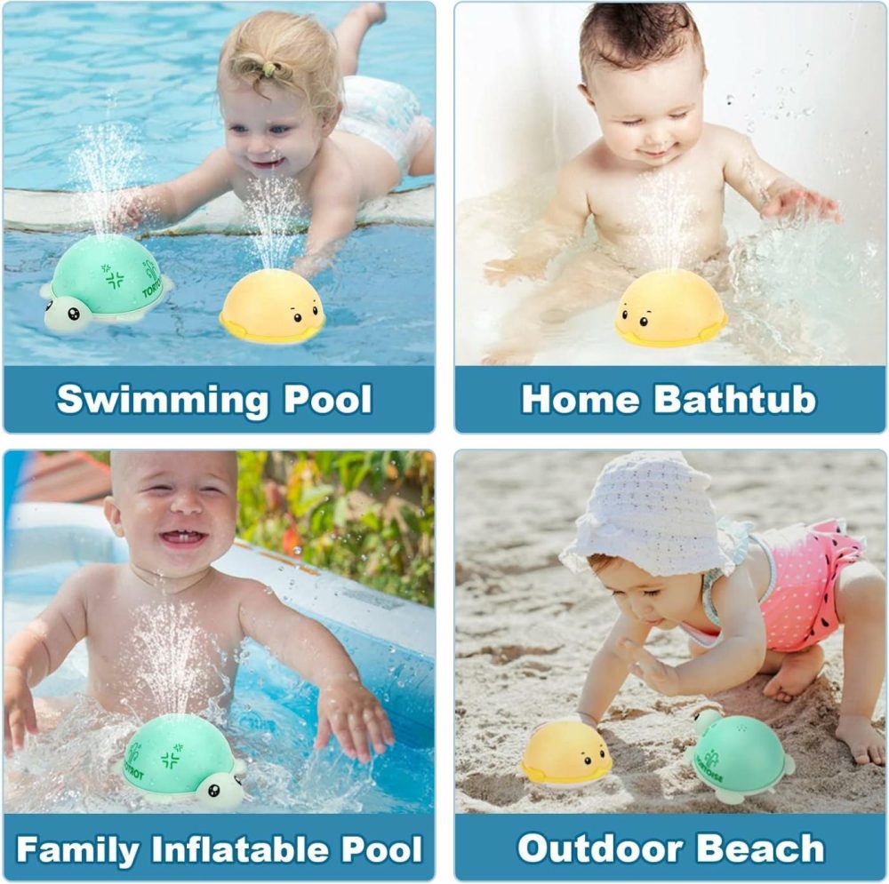 Baby Bath Toys,Spray Water Bath Toys For Toddlers,Light Up Bathtub Toys With Led Light,Auto Induction Sprinkler Swimming,Pool,Bathroom,Shower Water Toys For Infant,Boys,Girls Kids Age 1-3  |  Bath Toys All Toys Bath Toys