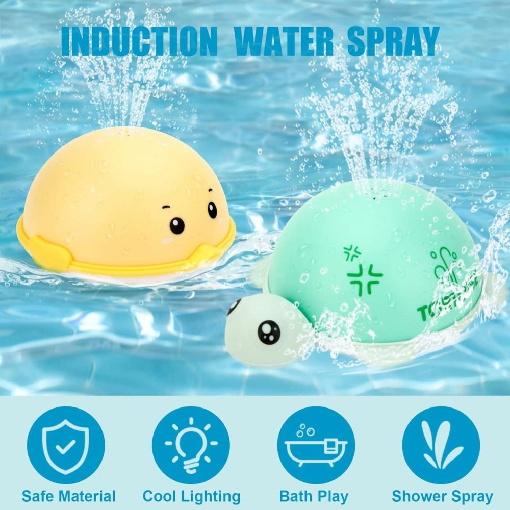 Baby Bath Toys,Spray Water Bath Toys For Toddlers,Light Up Bathtub Toys With Led Light,Auto Induction Sprinkler Swimming,Pool,Bathroom,Shower Water Toys For Infant,Boys,Girls Kids Age 1-3  |  Bath Toys All Toys Bath Toys