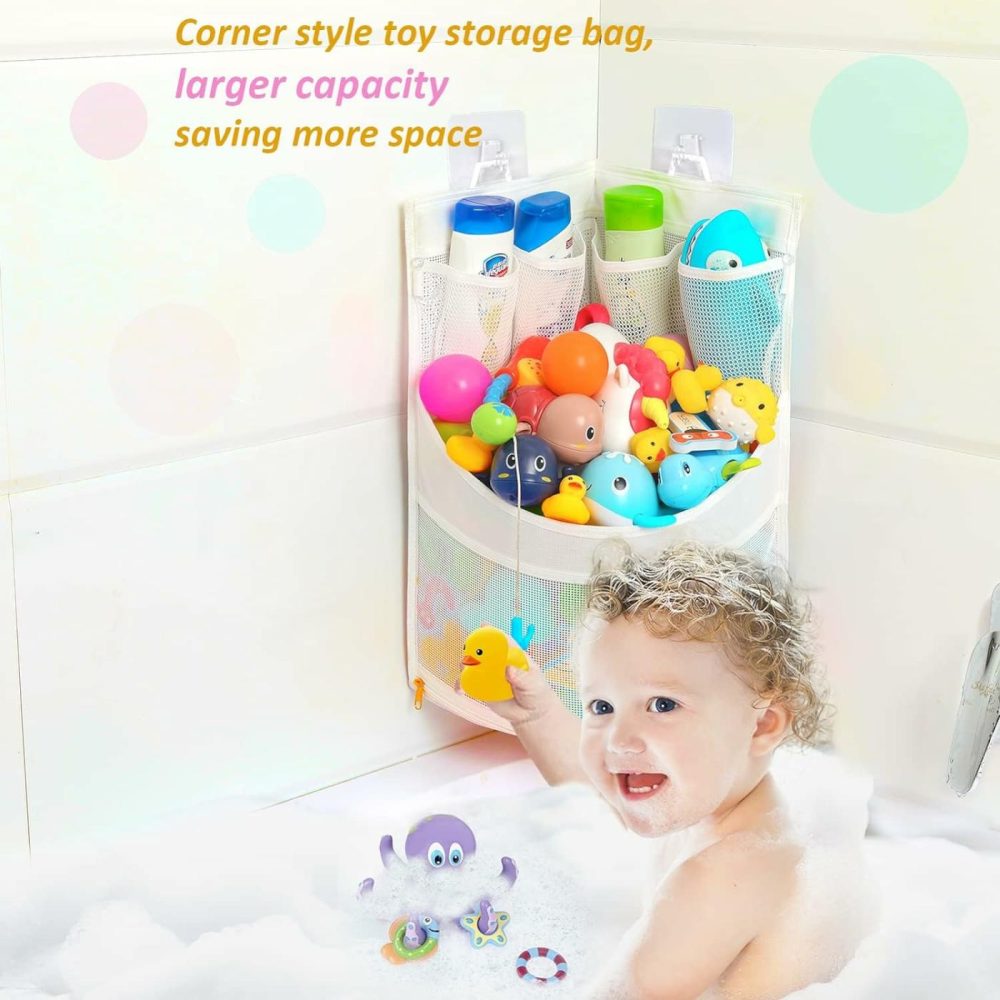 Baby Bathtub Toy Storage – 17″ X 13″ Bathtub Toy Holder Mesh Bathtub Toy Holder Let Baby Bathtub Toys To Dry Faster  Bathtub Toy Organizer For 1-3 Year Old Toddler Bathtub Toys  |  Bath Toys All Toys Bath Toys