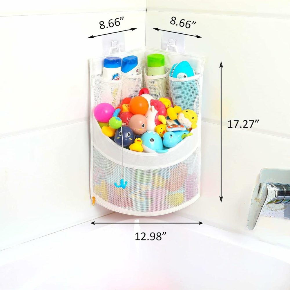 Baby Bathtub Toy Storage – 17″ X 13″ Bathtub Toy Holder Mesh Bathtub Toy Holder Let Baby Bathtub Toys To Dry Faster  Bathtub Toy Organizer For 1-3 Year Old Toddler Bathtub Toys  |  Bath Toys All Toys Bath Toys