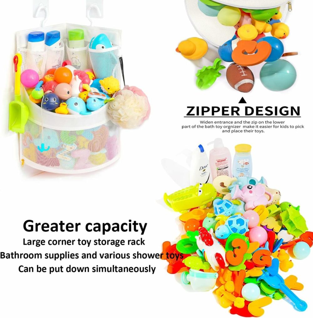 Baby Bathtub Toy Storage – 17″ X 13″ Bathtub Toy Holder Mesh Bathtub Toy Holder Let Baby Bathtub Toys To Dry Faster  Bathtub Toy Organizer For 1-3 Year Old Toddler Bathtub Toys  |  Bath Toys All Toys Bath Toys