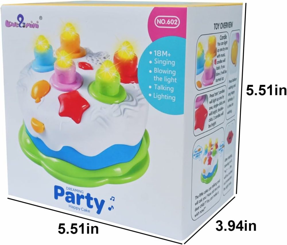 Baby Birthday Cake Toy With Candles Music Toy For 2 3 4 5 Years Old Toddler Christmas Gift  |  Musical Toys All Toys multicolored