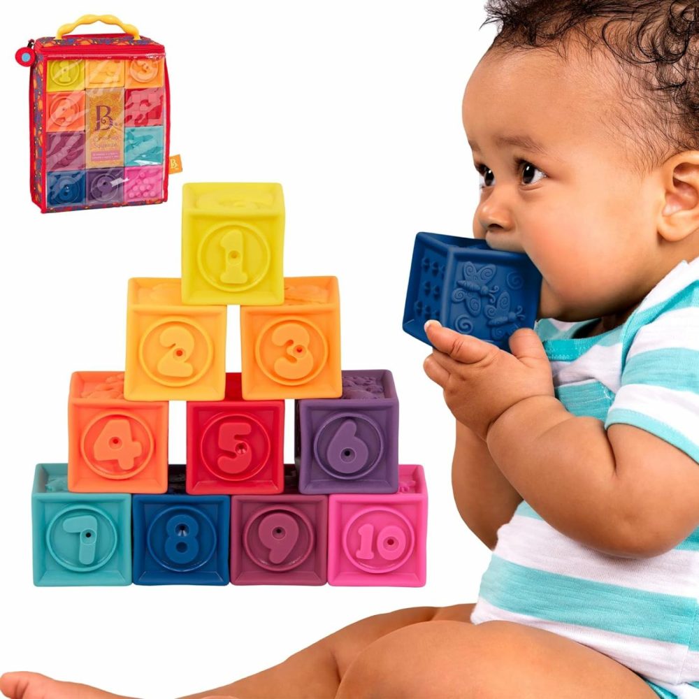 Baby Blocks – Stacking & Building Toys For Babies – 10 Soft & Educational Blocks- Numbers  Shapes  Colors  Animals- One Two Squeeze- 6 Months +  |  Sorting & Stacking Toys All Toys Sorting & Stacking Toys