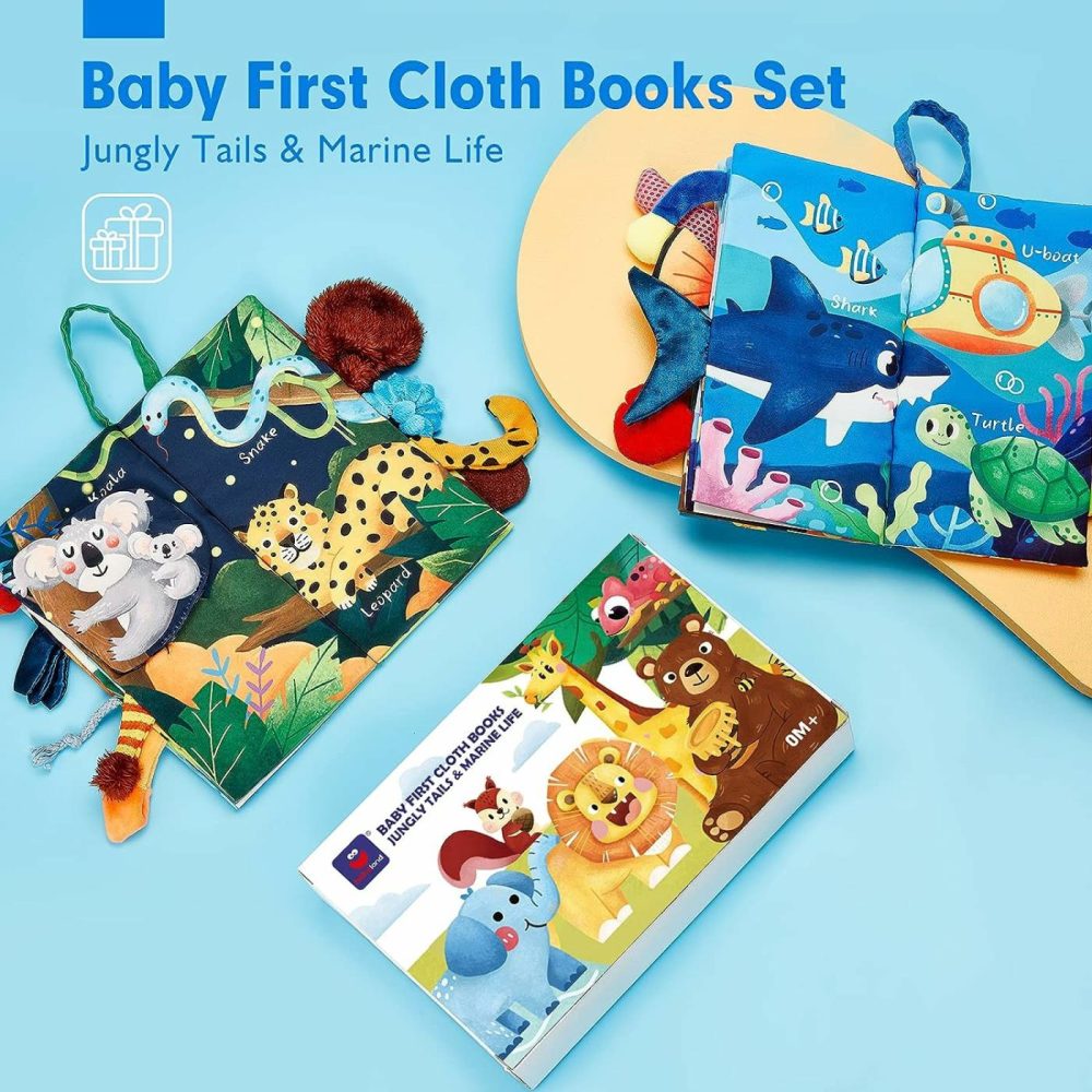 Baby Books 0-6 Months – 2Pcs Baby Toys 0-6 Months Baby Toys 6-12 Months – Touch & Feel Tummy Time Books  Baby Boy Gifts  3 6 9 Month Old Toys  |  Car Seat & Stroller Toys All Toys Car Seat & Stroller Toys