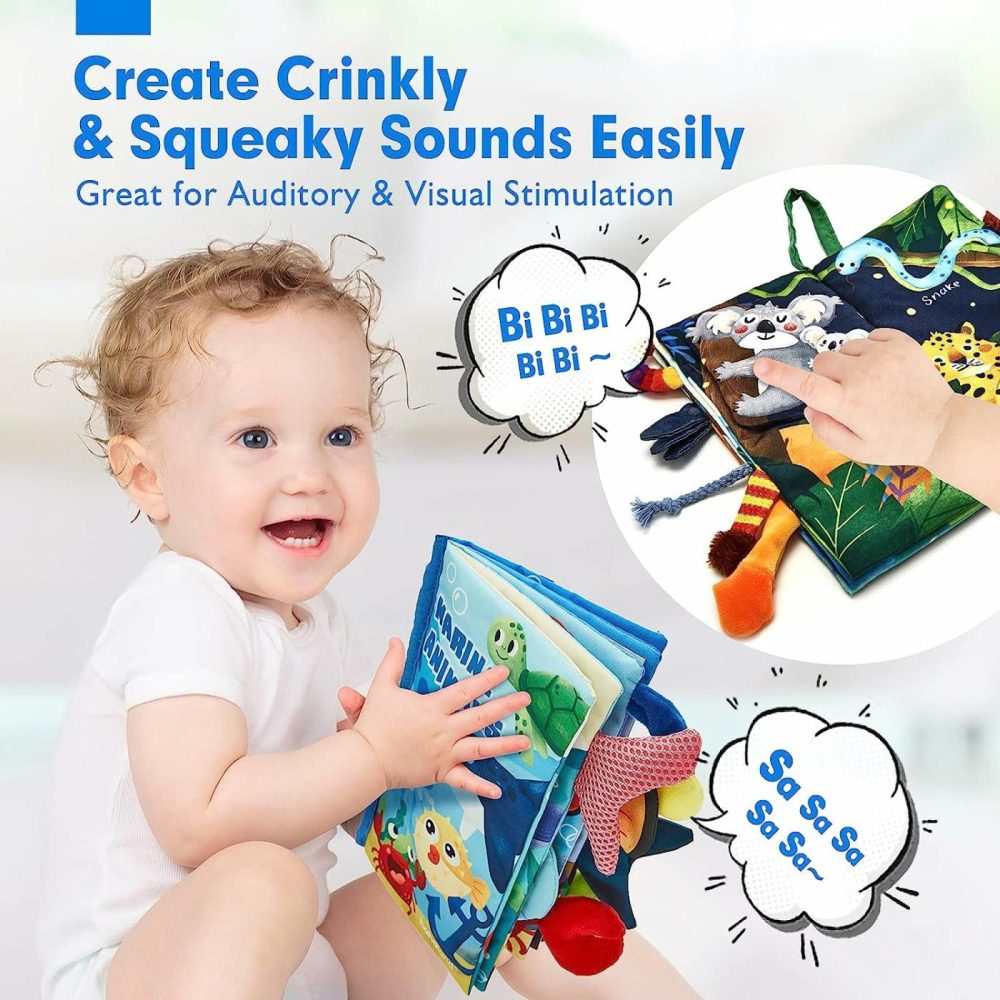 Baby Books 0-6 Months – 2Pcs Baby Toys 0-6 Months Baby Toys 6-12 Months – Touch & Feel Tummy Time Books  Baby Boy Gifts  3 6 9 Month Old Toys  |  Car Seat & Stroller Toys All Toys Car Seat & Stroller Toys