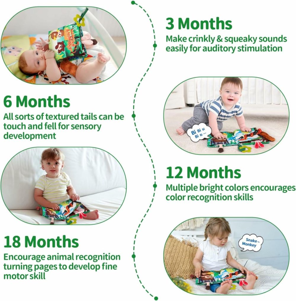 Baby Books 0-6 Months  2Pcs Sensory Soft Books Baby Toys 6 To 12 Months 3D Touch & Feel Crinkle Cloth Books Baby Teething Toys High Contrast Sensory Infant Newborn Early Learning Stroller Toy  |  Car Seat & Stroller Toys All Toys Car Seat & Stroller Toys