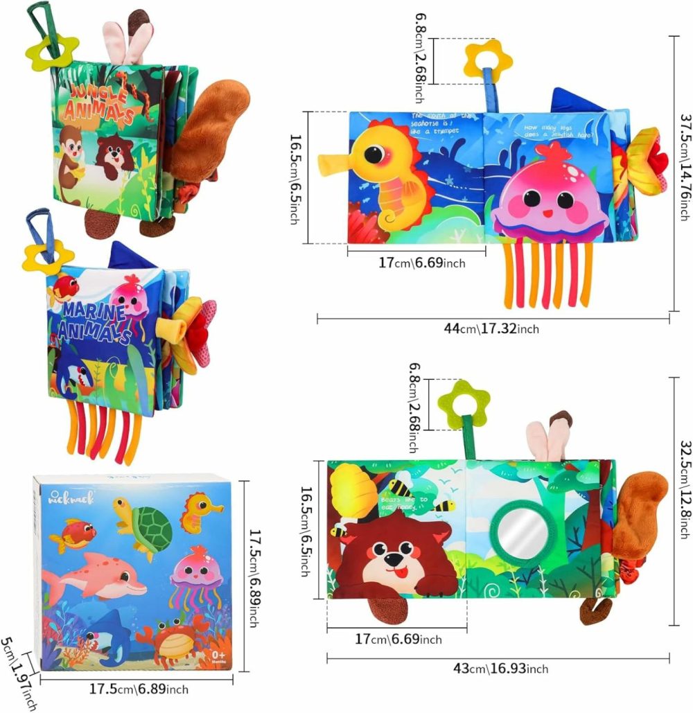 Baby Books 0-6 Months  2Pcs Sensory Soft Books Baby Toys 6 To 12 Months 3D Touch & Feel Crinkle Cloth Books Baby Teething Toys High Contrast Sensory Infant Newborn Early Learning Stroller Toy  |  Car Seat & Stroller Toys All Toys Car Seat & Stroller Toys