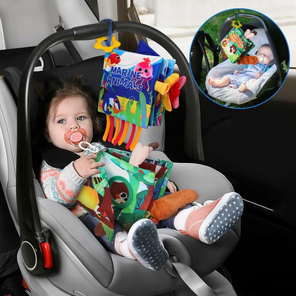 Baby Books 0-6 Months  2Pcs Sensory Soft Books Baby Toys 6 To 12 Months 3D Touch & Feel Crinkle Cloth Books Baby Teething Toys High Contrast Sensory Infant Newborn Early Learning Stroller Toy  |  Car Seat & Stroller Toys All Toys Car Seat & Stroller Toys