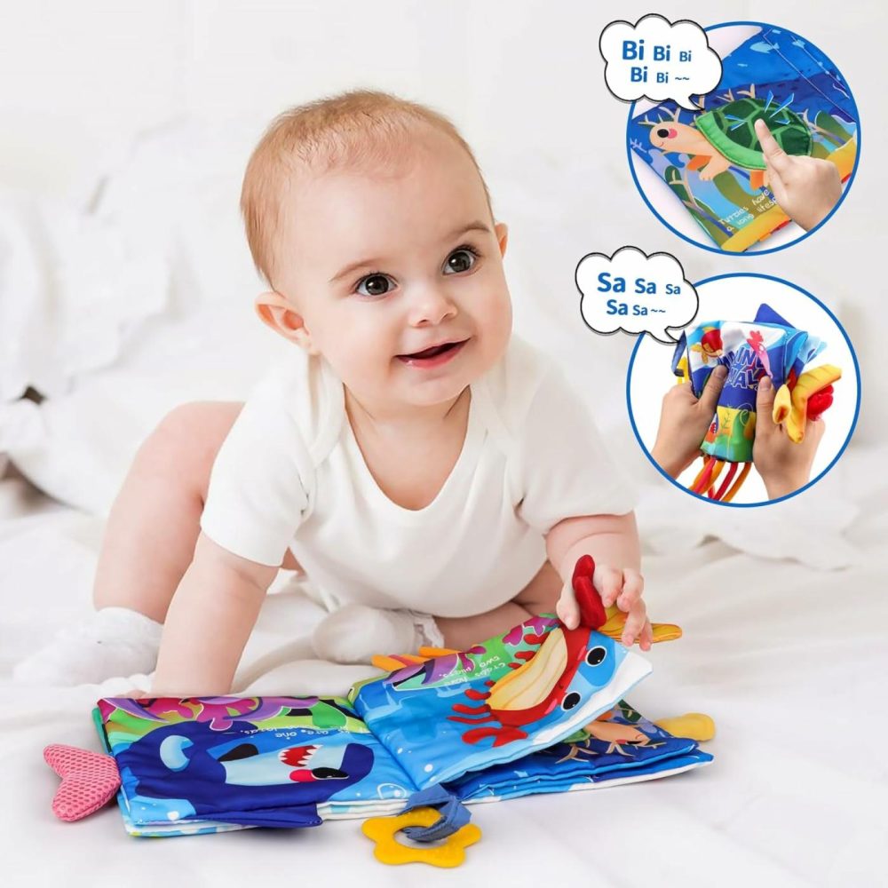 Baby Books 0-6 Months  2Pcs Sensory Soft Books Baby Toys 6 To 12 Months 3D Touch & Feel Crinkle Cloth Books Baby Teething Toys High Contrast Sensory Infant Newborn Early Learning Stroller Toy  |  Car Seat & Stroller Toys All Toys Car Seat & Stroller Toys