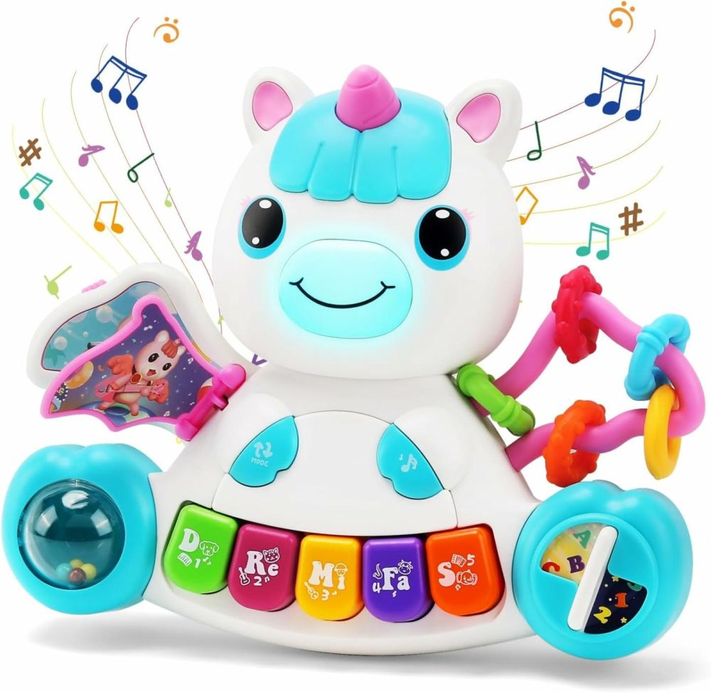 Baby Boy Toys 6 To 12 Months  Unicorn Baby Piano Musical Light Infant Toys 6 9 12 18 Months-Toddler Old Baby Music Toys Early Education Birthday Gift For 1 Year Old Girls Boys Blue  |  Musical Toys All Toys Blue