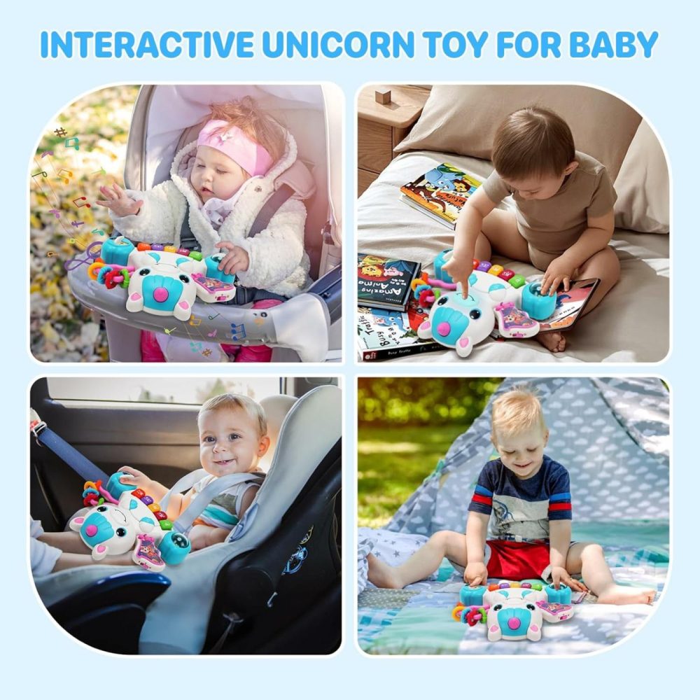 Baby Boy Toys 6 To 12 Months  Unicorn Baby Piano Musical Light Infant Toys 6 9 12 18 Months-Toddler Old Baby Music Toys Early Education Birthday Gift For 1 Year Old Girls Boys Blue  |  Musical Toys All Toys Blue