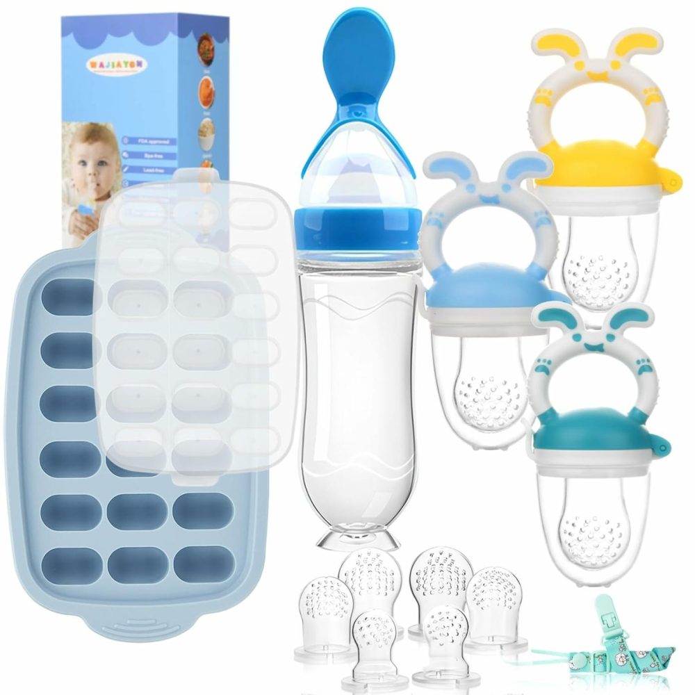 Baby Breastmilk Popsicle Molds & Baby Fruit Feeder- Silicone Baby Food Freezer Tray,Baby Food Pacifier Feeder And Teether  |  Teethers All Toys Blue