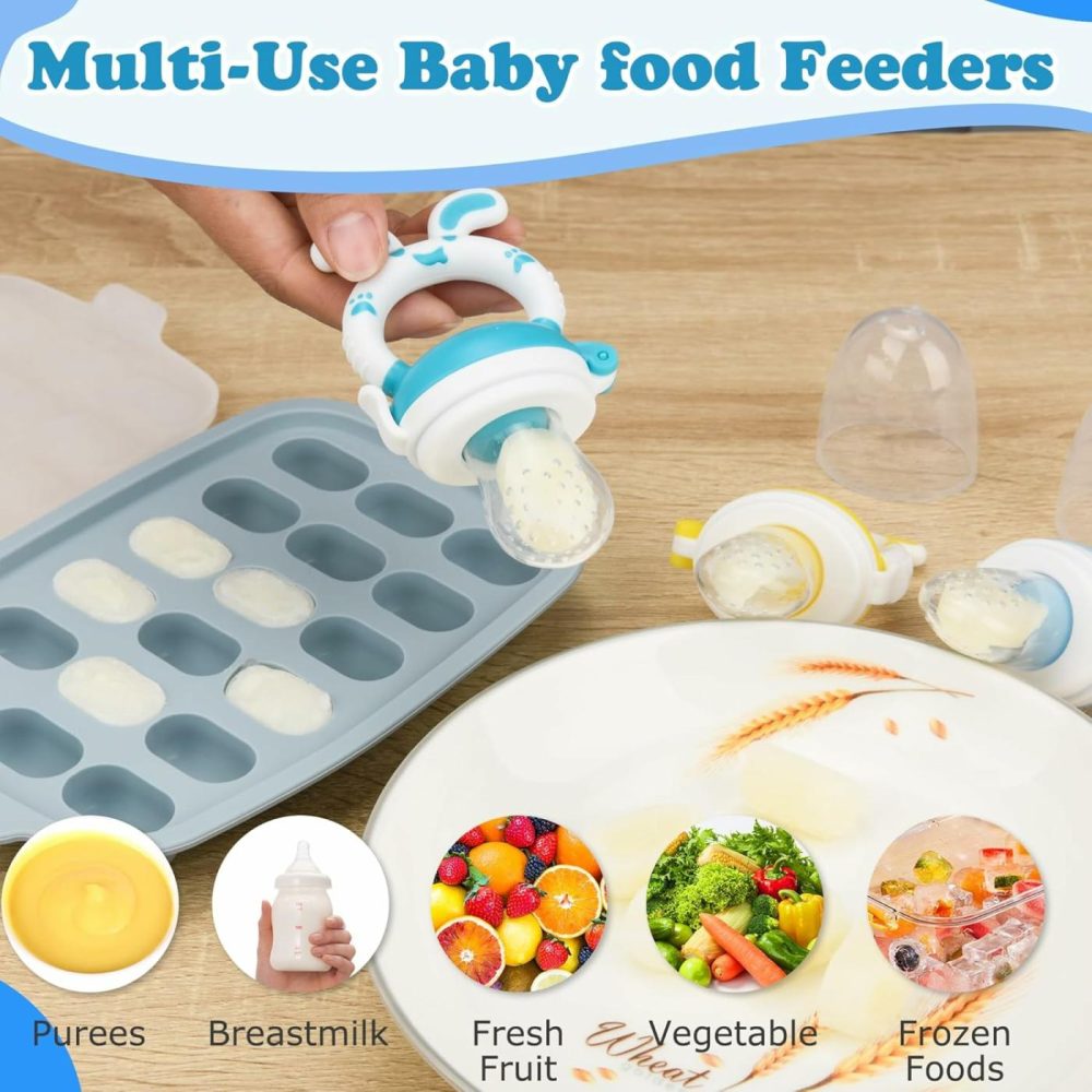 Baby Breastmilk Popsicle Molds & Baby Fruit Feeder- Silicone Baby Food Freezer Tray,Baby Food Pacifier Feeder And Teether  |  Teethers All Toys Blue