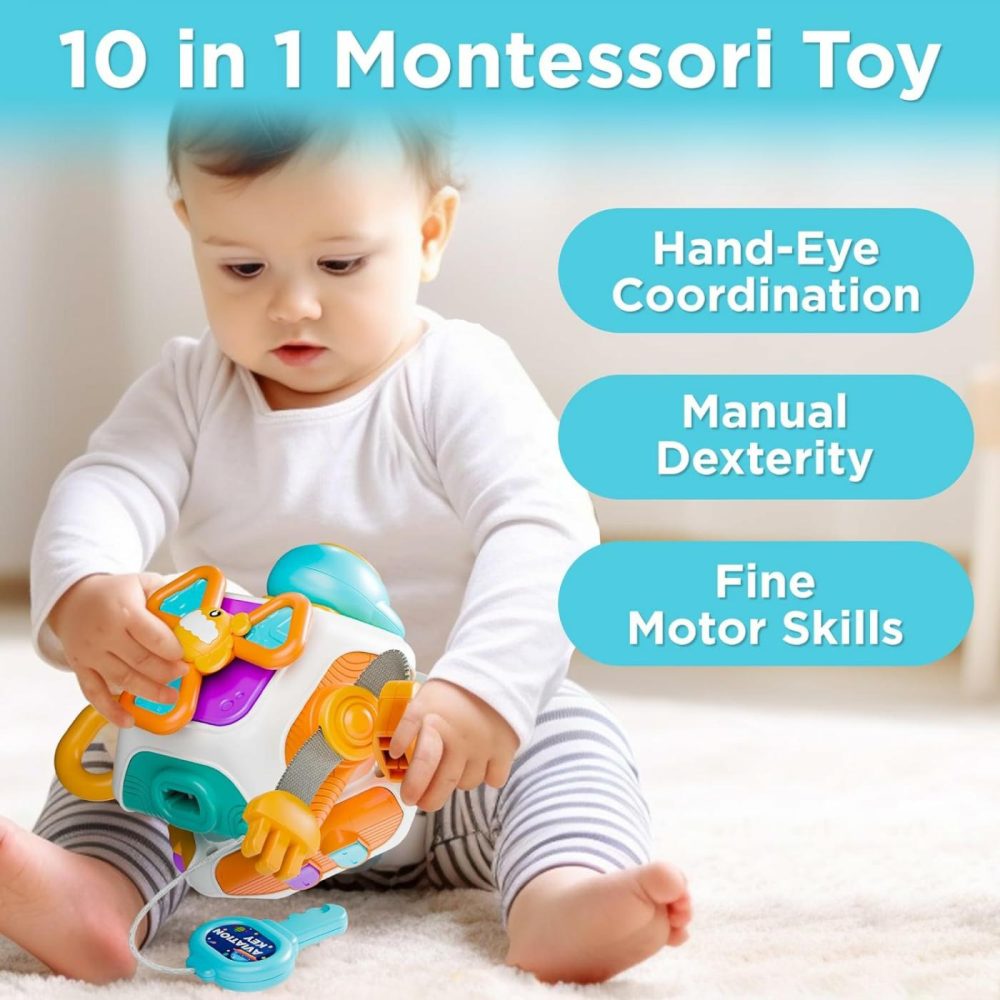 Baby Busy Board Cube  Montessori Sensory Toys For Toddler 1-3  Infant Carseat Plane Travel Toy  Educational Learning Activities  Baby Birthday Gift 6 9 12 18 Months 1 2 Year Old Boy Girl  |  Activity Cubes Activity Cubes Activity Cubes