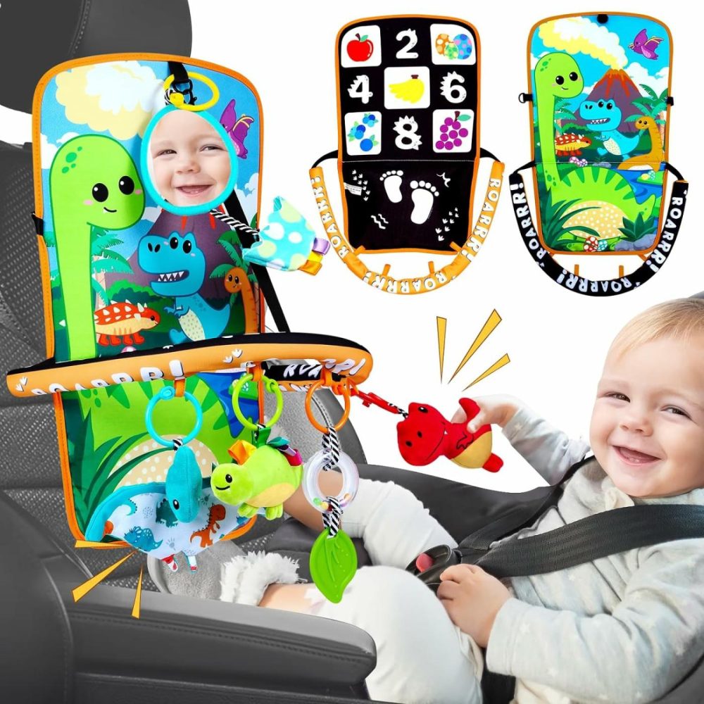 Baby Car Seat Dinosaurs Toys – Kick And Play Double Sided Infant Car Seat Toys With Plush Toys  Mirror  Teether For Baby  Baby Travel Activities  Christmas Birthday Gifts Newborn Infant Toys  |  Car Seat & Stroller Toys All Toys Car Seat & Stroller Toys