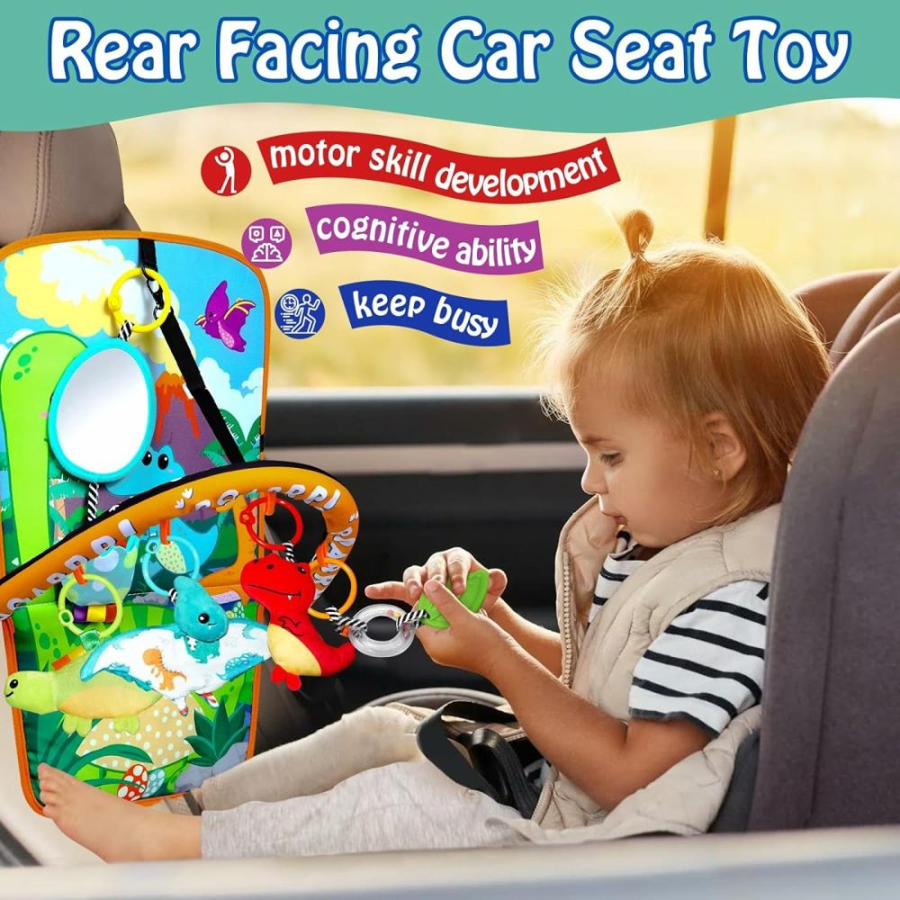 Baby Car Seat Dinosaurs Toys – Kick And Play Double Sided Infant Car Seat Toys With Plush Toys  Mirror  Teether For Baby  Baby Travel Activities  Christmas Birthday Gifts Newborn Infant Toys  |  Car Seat & Stroller Toys All Toys Car Seat & Stroller Toys