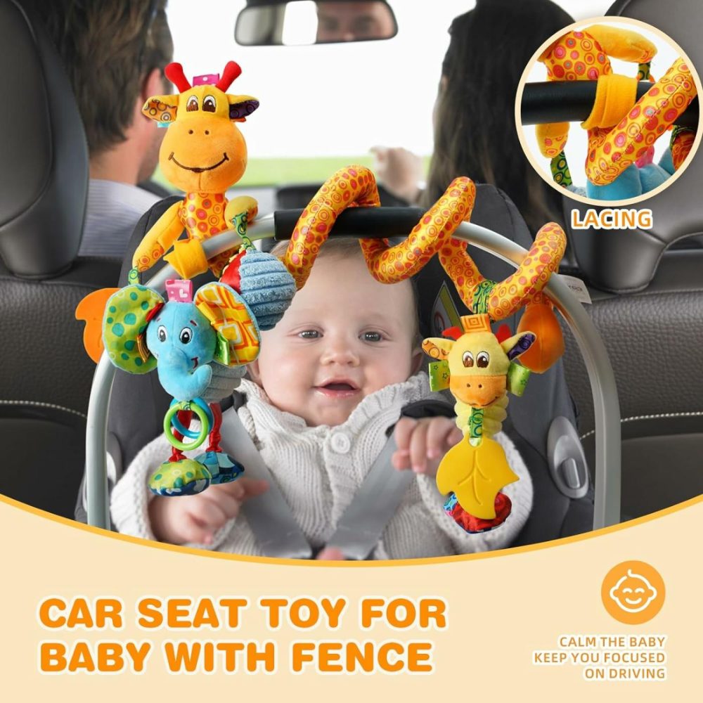 Baby Car Seat Stroller Crib Toys  Plush Hanging Spiral Activity Pram Crib Toy With Music Box  Rattles  Squeaker For Babies Infant Boys Girls Gifts (Giraffe)  |  Car Seat & Stroller Toys All Toys Car Seat & Stroller Toys