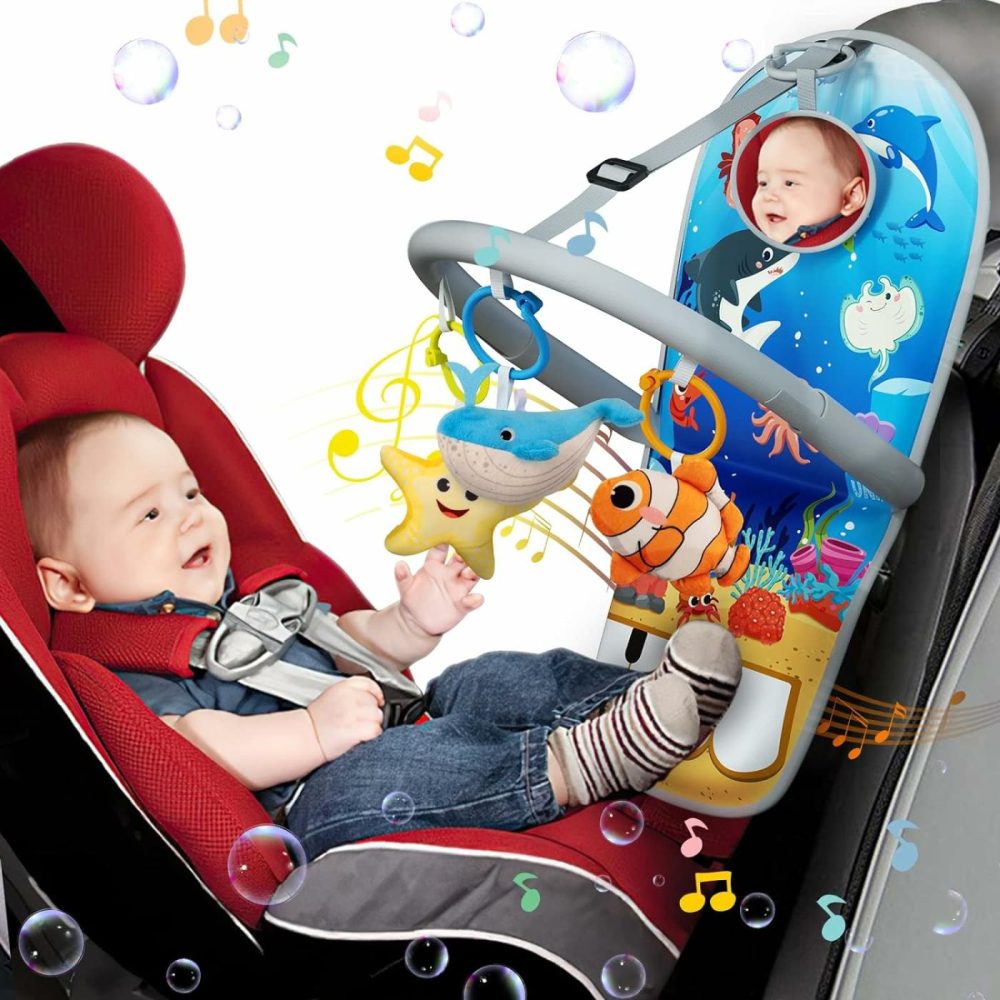 Baby Car Seat Toys For Travel 6 To 12 Months  Adjustable With Musical Pedal Piano  Baby Mirror And Hanging Squeaky Sensory Soft Infant Toys  Rear Facing  |  Car Seat & Stroller Toys All Toys Car Seat & Stroller Toys