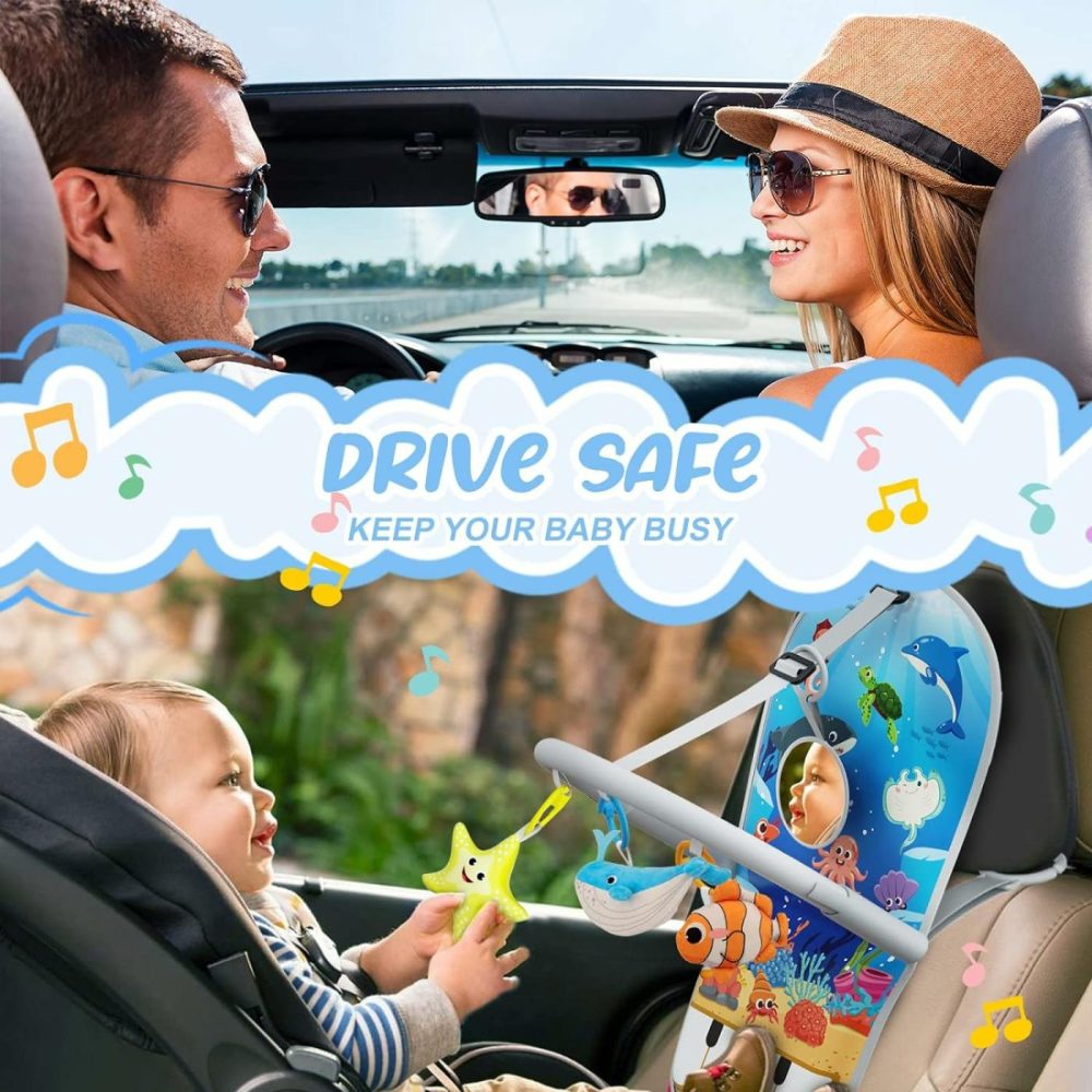 Baby Car Seat Toys For Travel 6 To 12 Months  Adjustable With Musical Pedal Piano  Baby Mirror And Hanging Squeaky Sensory Soft Infant Toys  Rear Facing  |  Car Seat & Stroller Toys All Toys Car Seat & Stroller Toys