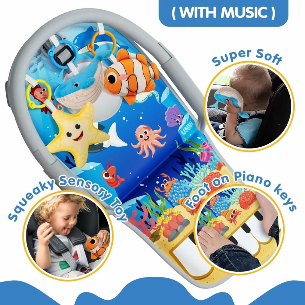 Baby Car Seat Toys For Travel 6 To 12 Months  Adjustable With Musical Pedal Piano  Baby Mirror And Hanging Squeaky Sensory Soft Infant Toys  Rear Facing  |  Car Seat & Stroller Toys All Toys Car Seat & Stroller Toys