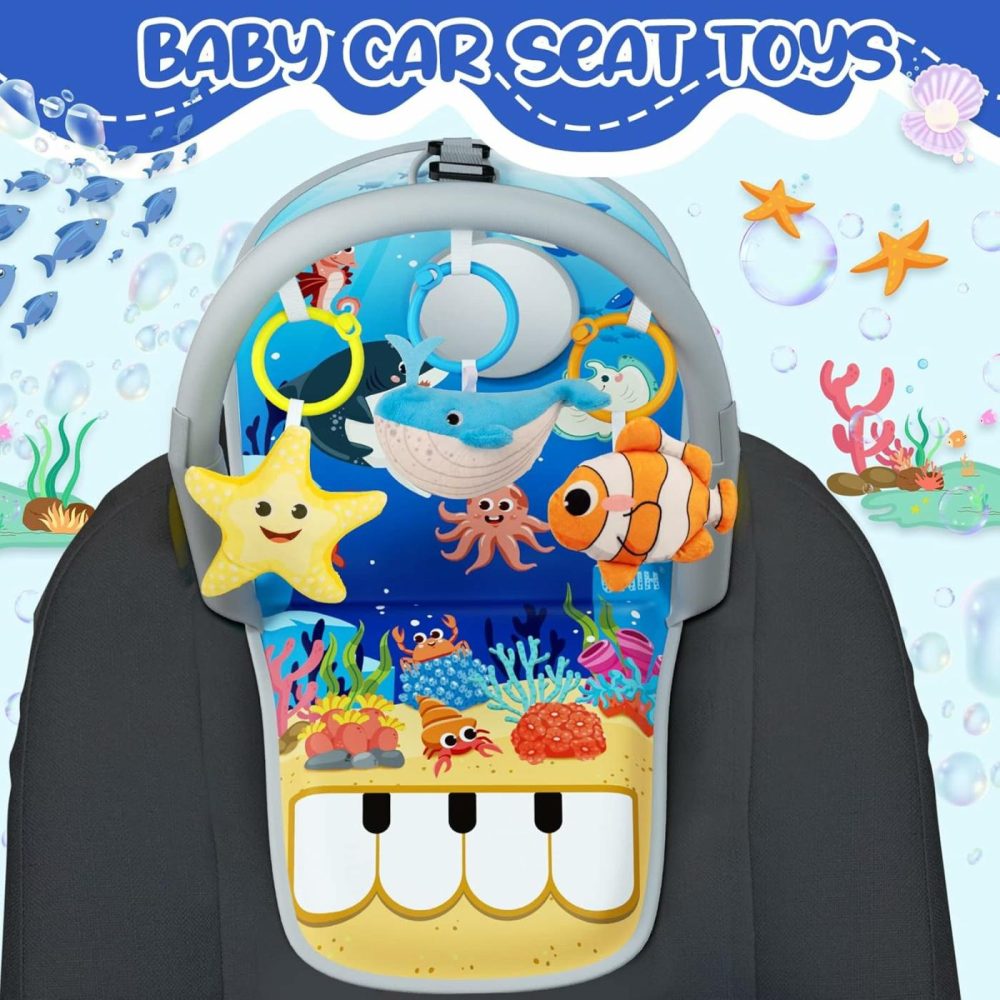 Baby Car Seat Toys For Travel 6 To 12 Months  Adjustable With Musical Pedal Piano  Baby Mirror And Hanging Squeaky Sensory Soft Infant Toys  Rear Facing  |  Car Seat & Stroller Toys All Toys Car Seat & Stroller Toys