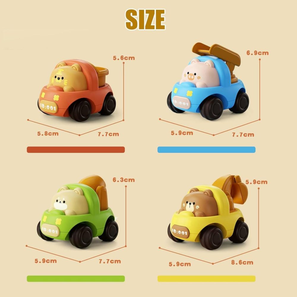 Baby Car Toys  4 Pcs Push And Go Friction Inertial Toy Cars For Toddlers 1-3 Years Old  Truck Engineering Car Toys For Birthday Party Gifts (001-4Pcs)  |  Push & Pull Toys All Toys Push & Pull Toys