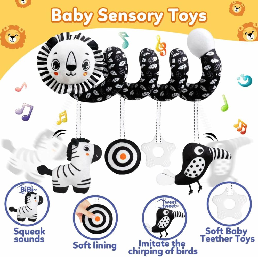 Baby Carseat Toy Black & White Rattle Spiral Hanging Activity Stroller Toy For Newborns Boys And Girls – Lion  |  Car Seat & Stroller Toys All Toys Car Seat & Stroller Toys