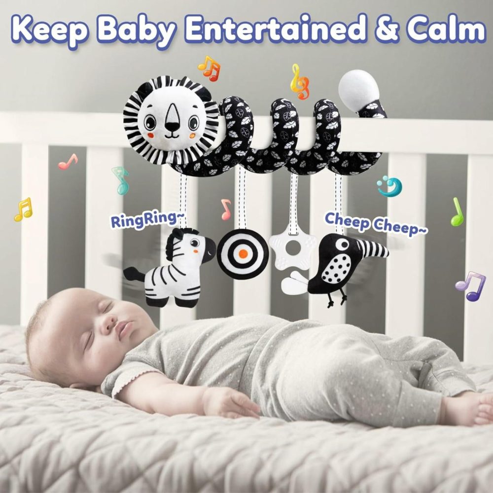 Baby Carseat Toy Black & White Rattle Spiral Hanging Activity Stroller Toy For Newborns Boys And Girls – Lion  |  Car Seat & Stroller Toys All Toys Car Seat & Stroller Toys