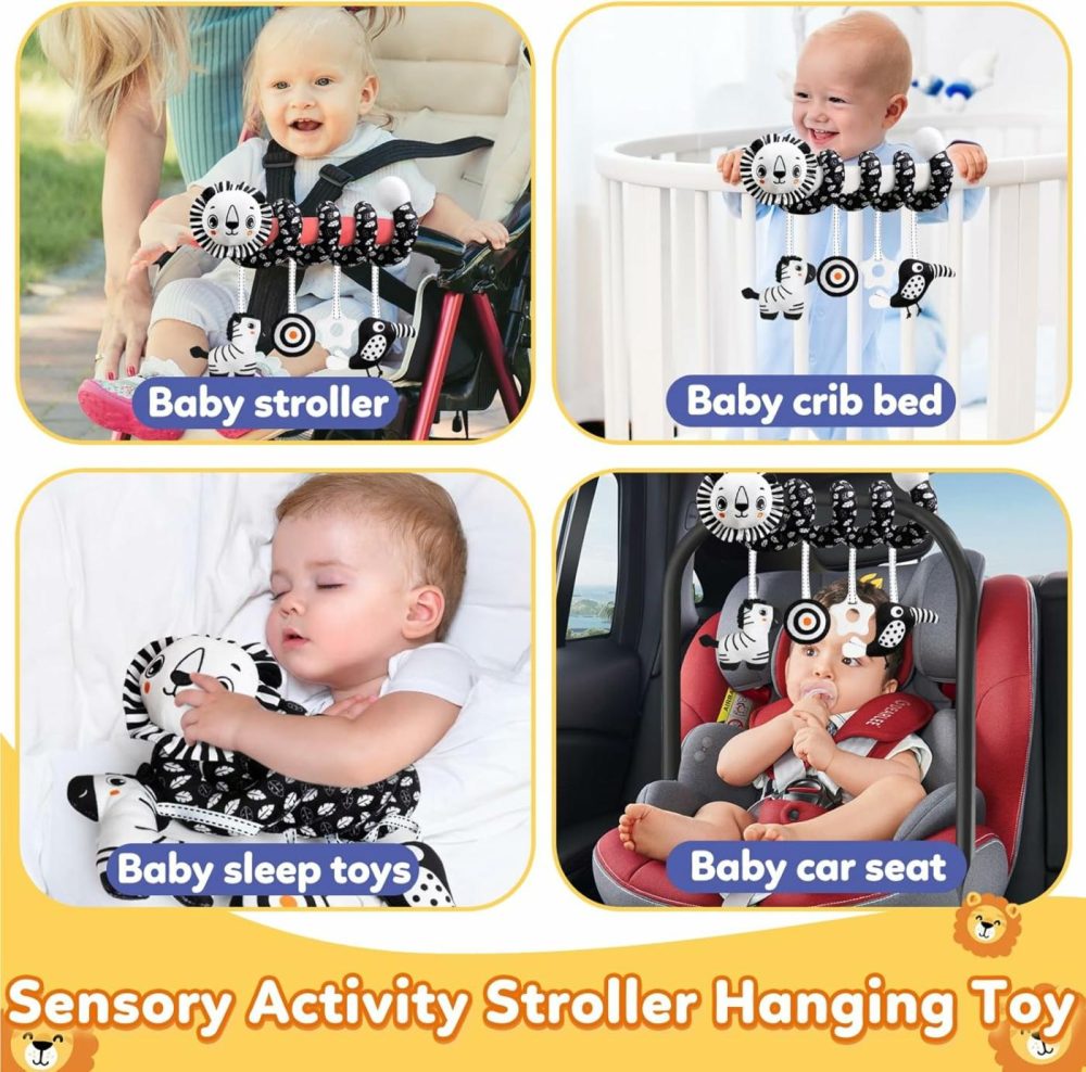 Baby Carseat Toy Black & White Rattle Spiral Hanging Activity Stroller Toy For Newborns Boys And Girls – Lion  |  Car Seat & Stroller Toys All Toys Car Seat & Stroller Toys