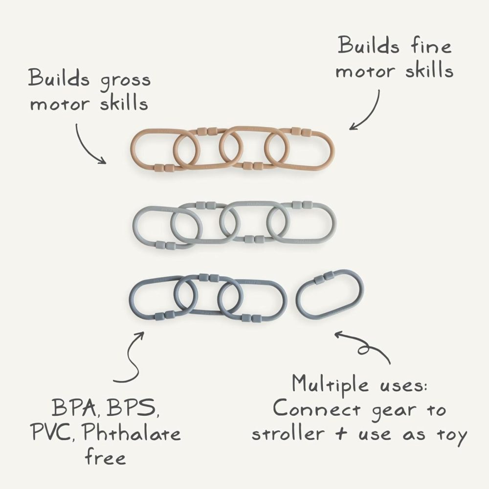 Baby Chain Link Rings Toy 12 Count | Multiuse Car Seat Stroller Connecting Toy (Natural  Stone  Tradewinds)  |  Car Seat & Stroller Toys All Toys Car Seat & Stroller Toys