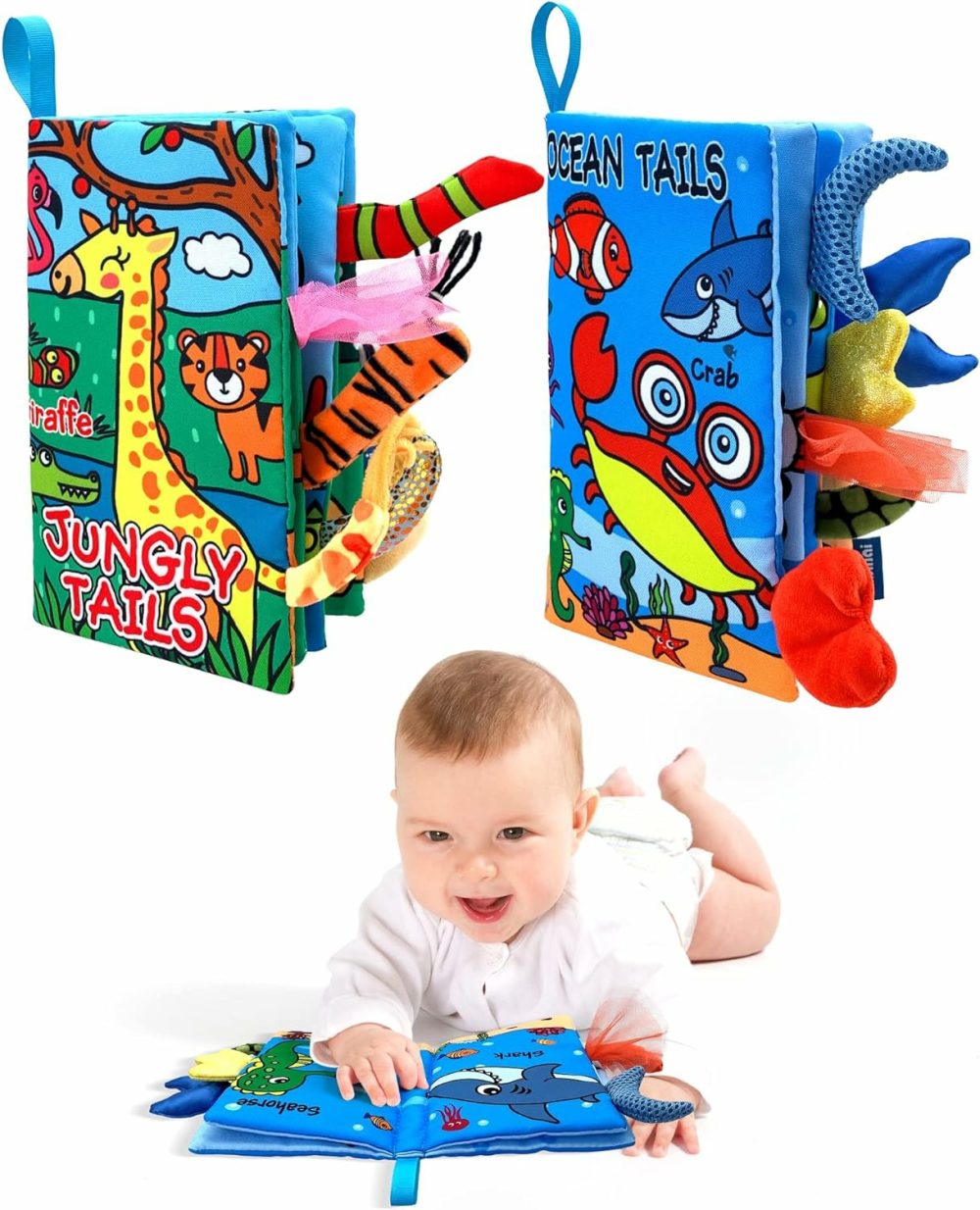 Baby Cloth Books 2Pcs High Contrast Sensory Crinkle Books For Babies Tummy Time Early Learning Infant Toys For 0-18 Months  |  Car Seat & Stroller Toys All Toys Car Seat & Stroller Toys