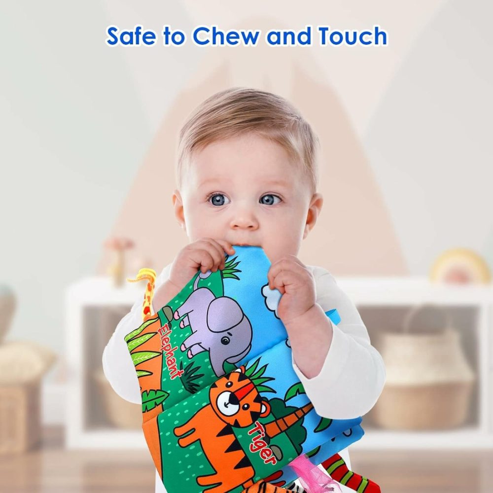 Baby Cloth Books 2Pcs High Contrast Sensory Crinkle Books For Babies Tummy Time Early Learning Infant Toys For 0-18 Months  |  Car Seat & Stroller Toys All Toys Car Seat & Stroller Toys