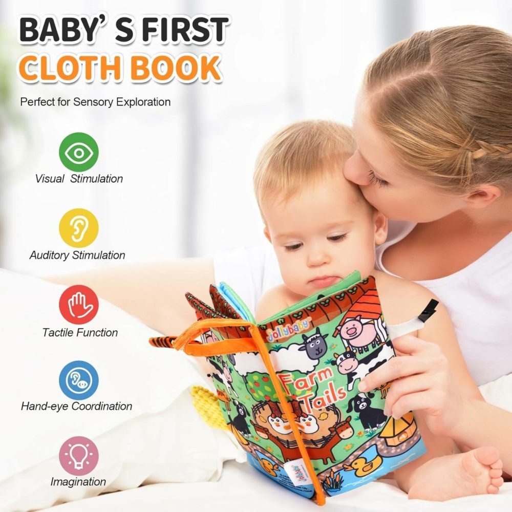 Baby Cloth Books  Touch & Feel Crinkle Soft Books  For Infants Babies  Toddler Early Educational Interactive Stroller Toys  Baby Girl & Boy Gift(Farm Tails)  |  Car Seat & Stroller Toys All Toys B - Farm Tails