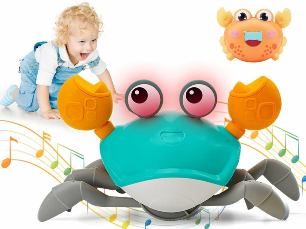 Baby Crawling Crab Musical Toy  Toddler Electronic Light Up Crawling Toy With Automatically Avoid Obstacle  Walking Crab Toy For Toddler Babies Boys Girls  |  Musical Toys All Toys Light Green