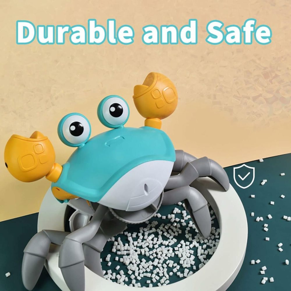 Baby Crawling Crab Musical Toy  Toddler Electronic Light Up Crawling Toy With Automatically Avoid Obstacle  Walking Crab Toy For Toddler Babies Boys Girls  |  Musical Toys All Toys Light Green