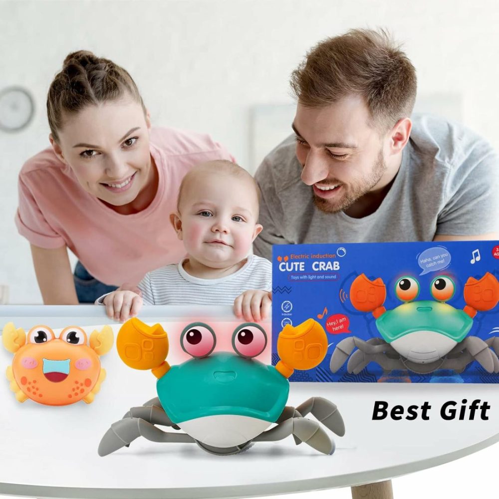 Baby Crawling Crab Musical Toy  Toddler Electronic Light Up Crawling Toy With Automatically Avoid Obstacle  Walking Crab Toy For Toddler Babies Boys Girls  |  Musical Toys All Toys Light Green