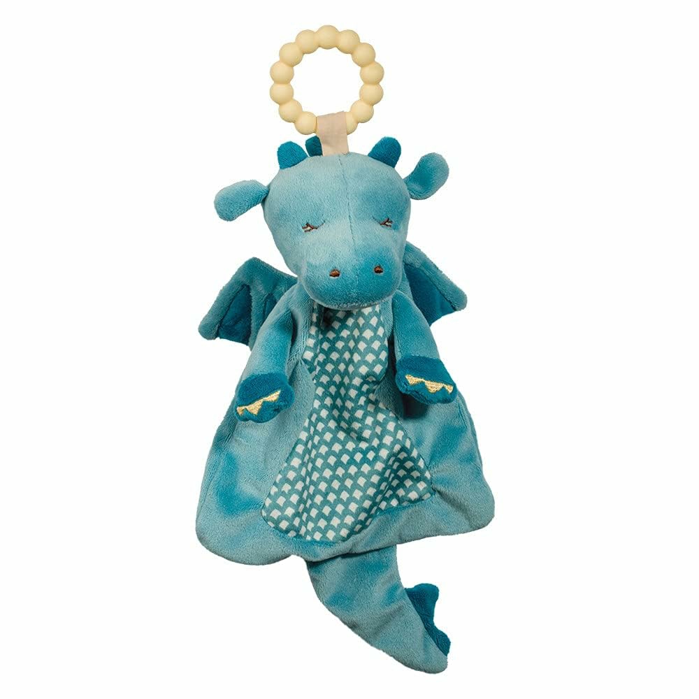 Baby Demitri Dragon Teether Plush Stuffed Animal  |  Teethers All Toys Blue / Yellow / Gold