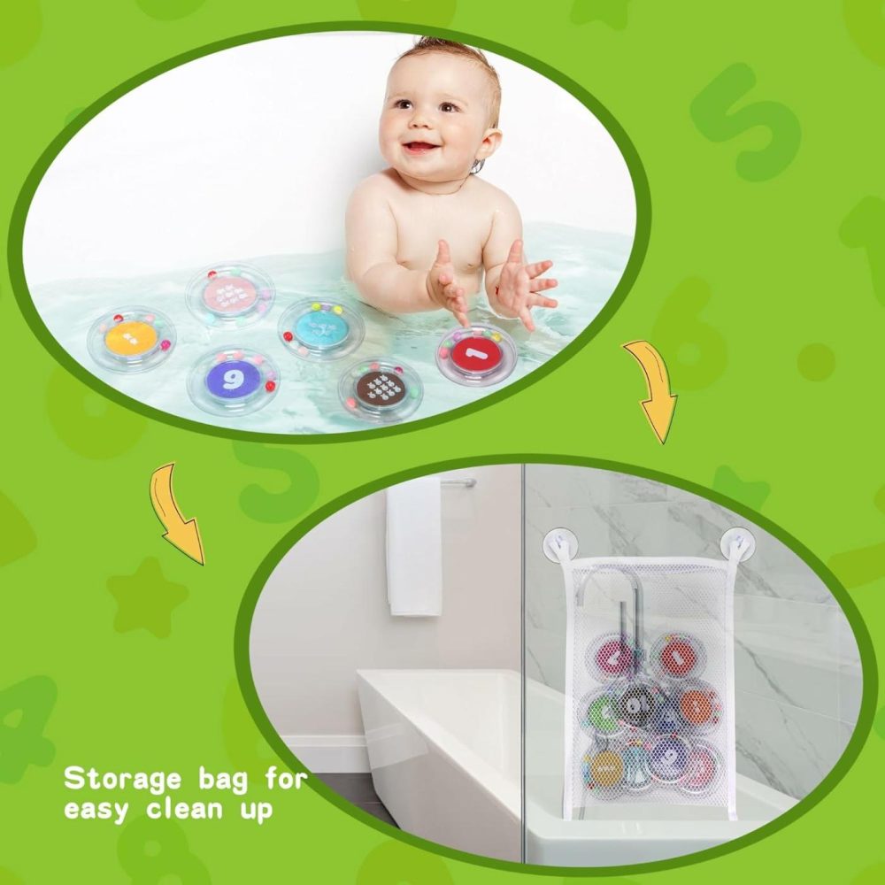 Baby Floating Bath Toys With Storage 10Pcs Bathtub Toys Nmuber Set Mold Free Bath Toys Pool Toy Shower Toy Preschool Learning Number Toys For Kids Age 1-3 Educational Toys  |  Bath Toys All Toys Bath Toys