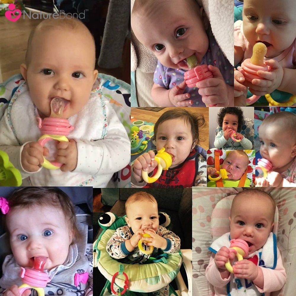 Baby Food Feeder/Fruit Feeder Pacifier Nibbler (2 Pack) – Infant Teething Toy Teether Weaning In Appetizing Colors | + Additional Silicone Sacs  |  Teethers All Toys Peach Pink & Lemonade Yellow