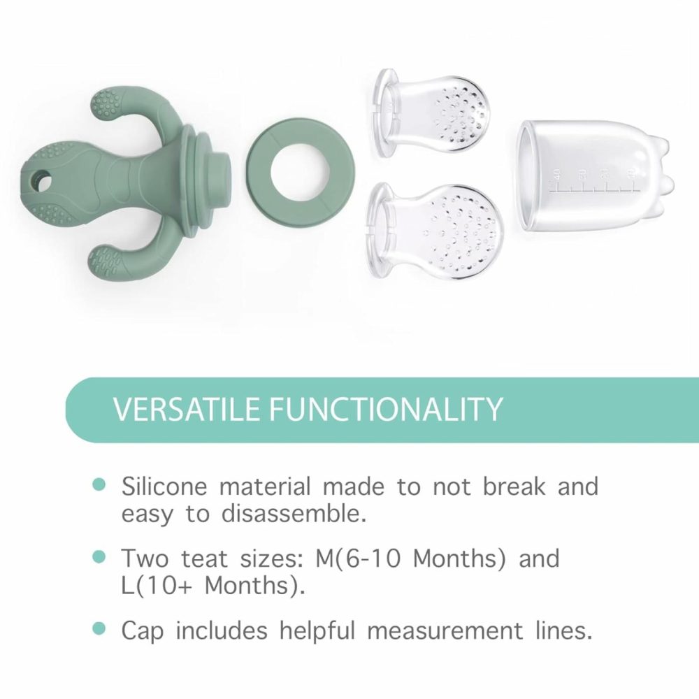 Baby Fruit Feeder Pacifier Teether | Food Freezer Tray With Lid Bpa Free Silicone Freezable Feeding Set For Breast Milk Ice Cubes  Food  Vegetable Purees  |  Teethers All Toys Sage