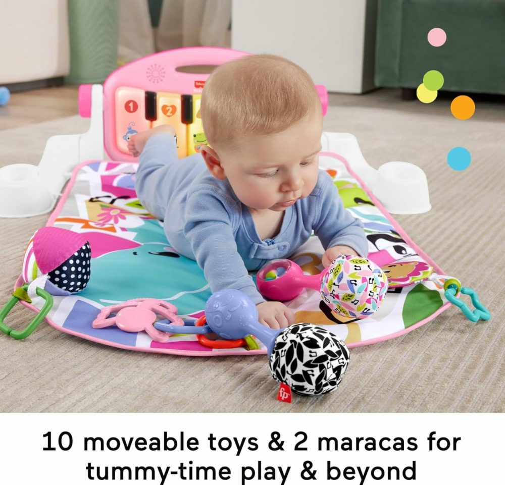 Baby Gift Set Glow And Grow Kick & Play Piano Gym Baby Playmat & Musical Toy With Smart Stages Learning Content  Plus 2 Maracas For Ages 0+ Months  Pink  |  Musical Toys All Toys New Pink + Maracas